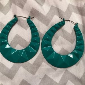 Teal metal hoops